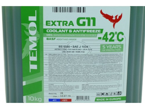 Антифриз G-11 -42°С зеленый10 л TEMOL Extra