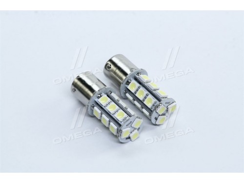 Лампа LED указателей поворотов и стоп-сигналов (18SMD) BA15S 12V WHITE 2шт. блистер <TEMPEST>