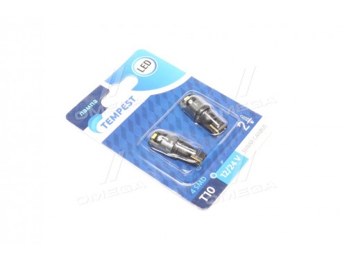 Лампа LED б/ц габарит, приборная панель, салон 12/24V T10 4SMD CANBUS WHITE 2шт.блистер <TEMPEST